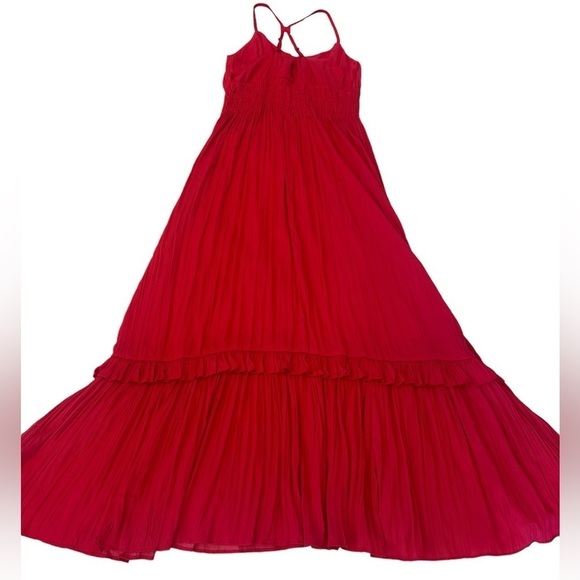 Anthropologie Maeve Aleda Satin Ruffle Maxi Dress - Picture 11 of 16